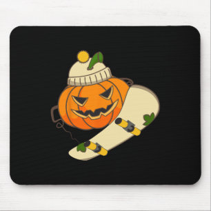 Pumpkin Skateboard Halloween Costume Funny Skatebo Mouse Pad