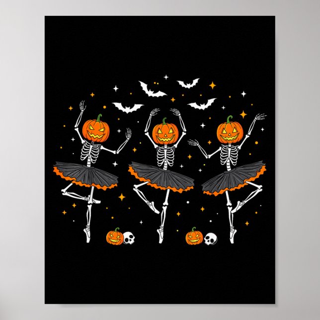 Pumpkin Skeleton Ballerinas Ballet Dance Girls Hal Poster (Front)