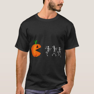 Pumpkin Skeleton Dancing Halloween Costume Kids Bo T-Shirt