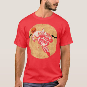 Pumpkin Skeleton Dirt Bike Rider Halloween Motocro T-Shirt