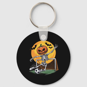 Pumpkin Skeleton Goalie Soccer Halloween Spooky Sp Key Ring