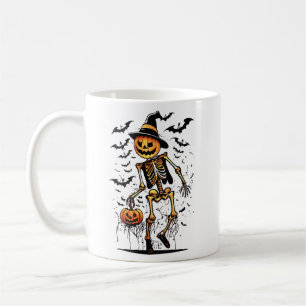 Pumpkin Skeleton Halloween Art Coffee Mug