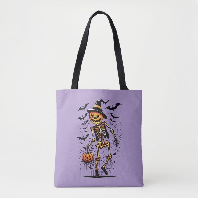 Pumpkin Skeleton Halloween Art  Tote Bag (Front)