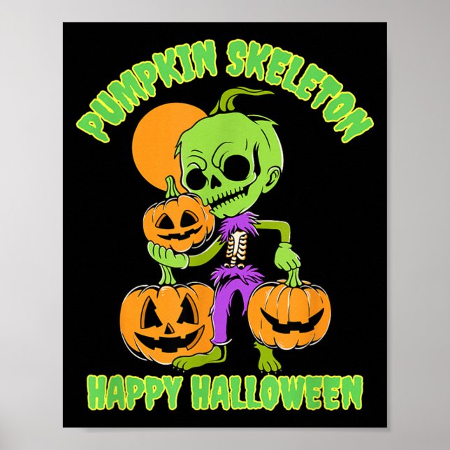 Pumpkin Skeleton Halloween Poster (Front)
