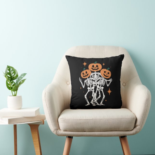 Pumpkin Skeleton Halloween Pumpkin Spooky Season  Cushion (Chair)