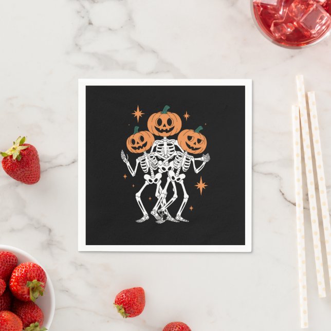 Pumpkin Skeleton Halloween Pumpkin Spooky Season  Napkin (Insitu)