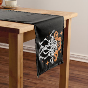 Pumpkin Skeleton Halloween Pumpkin Spooky Season Short Table Runner