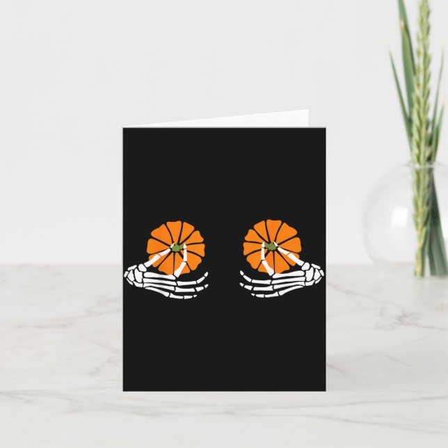 Pumpkin Skeleton Hand Halloween Card (Front)