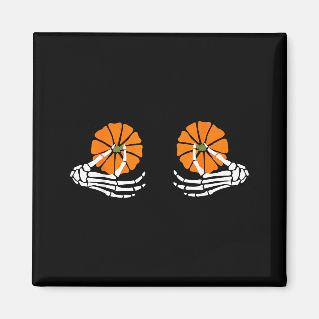 Pumpkin Skeleton Hand Halloween Magnet (Front)