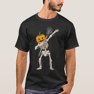Pumpkin Skeleton Lacrosse Shirt Halloween Dabbing