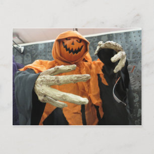 Pumpkin Skeleton Postcard