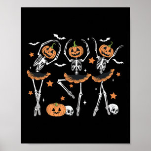 Pumpkin Skeleton Scary Halloween Men Women Boys Gi Poster