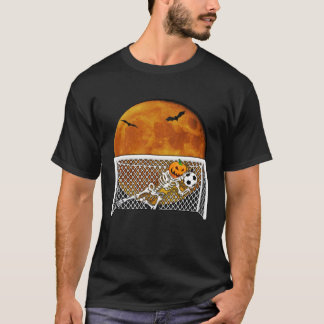 Pumpkin Skeleton Soccer Goal Keeper Halloween Goal T-Shirt