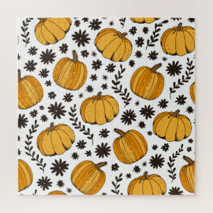 Pumpkin sketches: hand-drawn seamless pattern. jigsaw puzzle