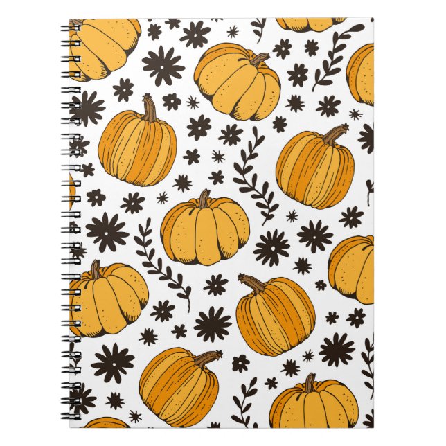 Pumpkin sketches: hand-drawn seamless pattern. notebook (Front)