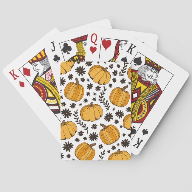 Pumpkin sketches: hand-drawn seamless pattern. playing cards (Back)