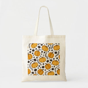 Pumpkin sketches: hand-drawn seamless pattern. tote bag