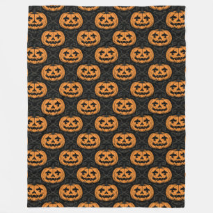 Pumpkin Skull Fleece Blanket, Large 60" x 80" Blanket