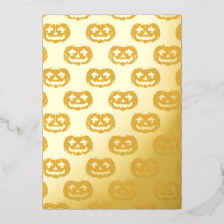 Pumpkin Skull  Foil Holiday Card
