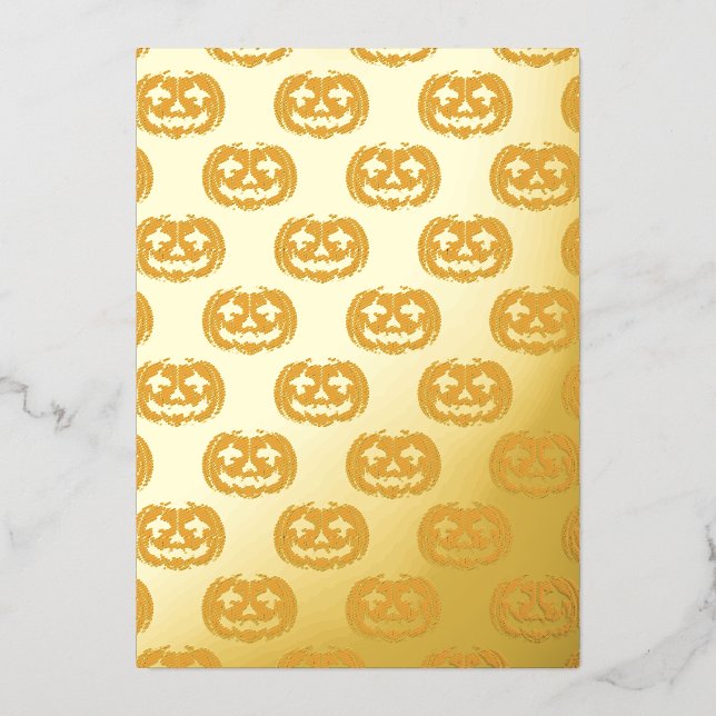 Pumpkin Skull  Foil Holiday Card (Front)