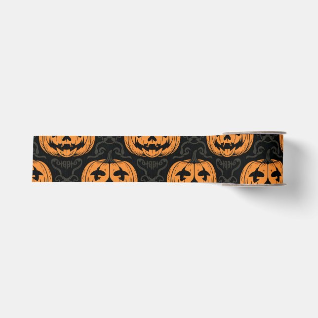 Pumpkin Skull  Grosgrain Ribbon (Front)