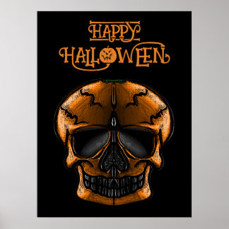 Pumpkin Skull Halloween Party Poster
