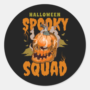 Pumpkin Skull Halloween Spooky Squad Graphic Men Classic Round Sticker