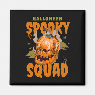 Pumpkin Skull Halloween Spooky Squad Graphic Men Magnet