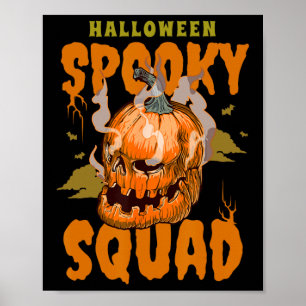 Pumpkin Skull Halloween Spooky Squad Graphic Men   Poster