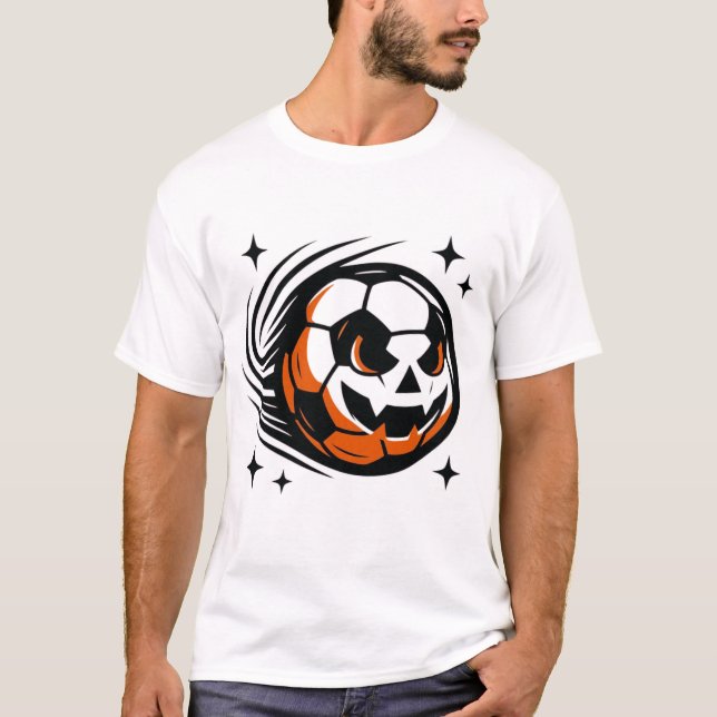 Pumpkin Skull Halloween T-Shirt – Swirly Horror  (Front)