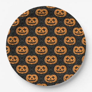 Pumpkin Skull Paper Plate