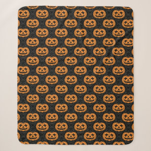 Pumpkin Skull Sherpa Blanket
