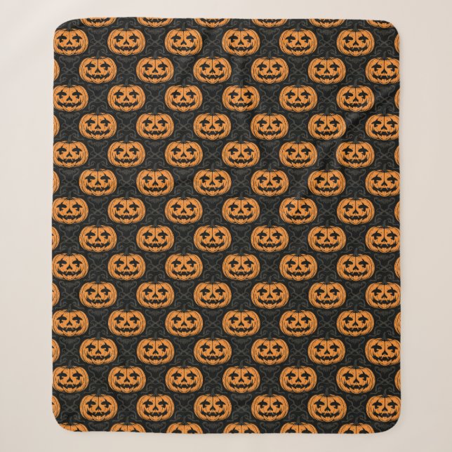 Pumpkin Skull Sherpa Blanket (Front)