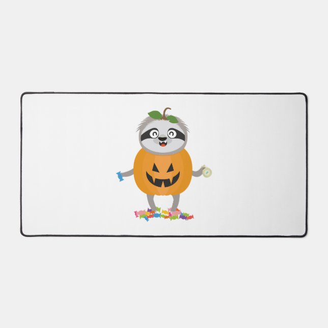 Pumpkin Sloth Halloween Costume Gift Desk Mat (Front)