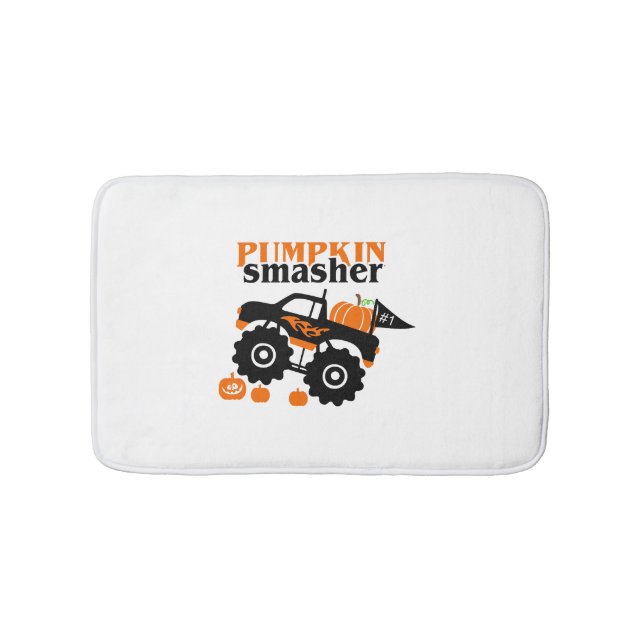 Pumpkin Smasher Boys Halloween Monster Truck Bath Mat (Front)