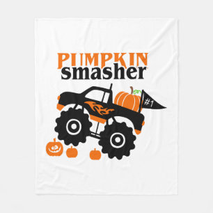 Pumpkin Smasher Boys Halloween Monster Truck Fleece Blanket