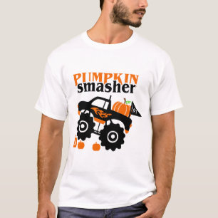 Pumpkin Smasher Boys Halloween Monster Truck T-Shirt