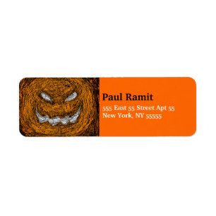 Pumpkin Smile Halloween Label Orange Return Address Label