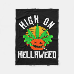 Pumpkin Smoking Weed Costume Retro Funny Halloween Fleece Blanket