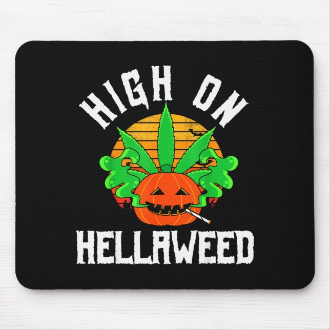 Pumpkin Smoking Weed Costume Retro Funny Halloween Mouse Pad (Front)