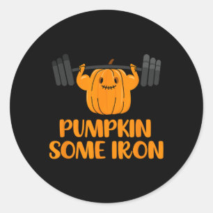 Pumpkin Some Iron Fun Halloween Gym Workout Liftin Classic Round Sticker