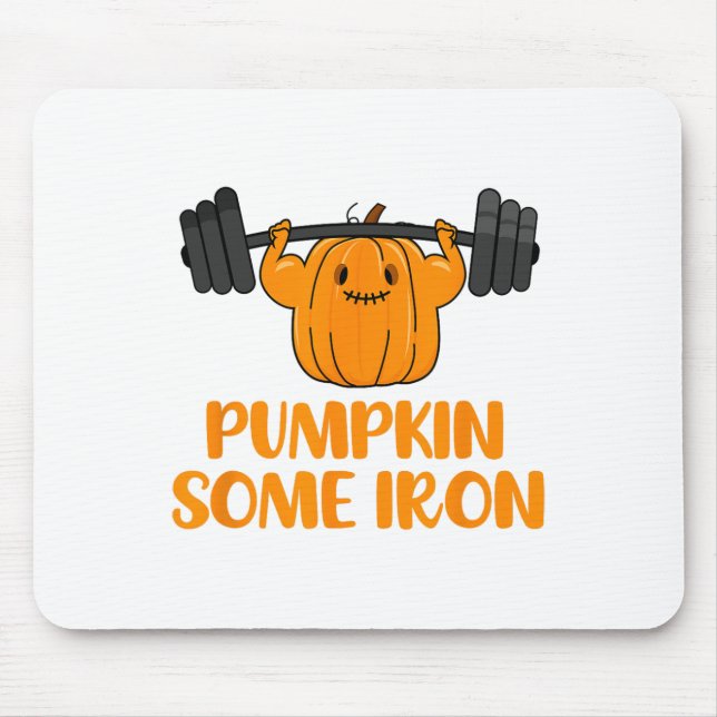 Pumpkin Some Iron Fun Halloween Gym Workout Liftin Mouse Pad (Front)