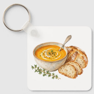 Pumpkin Soup and Crusty Bread Key Ring