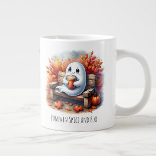 Pumpkin Spice and Boo – Cute Ghost Autumn Large Coffee Mug