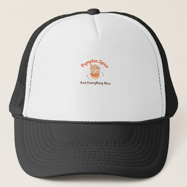 Pumpkin Spice And Everything Nice Cute Sloth Trucker Hat (Front)