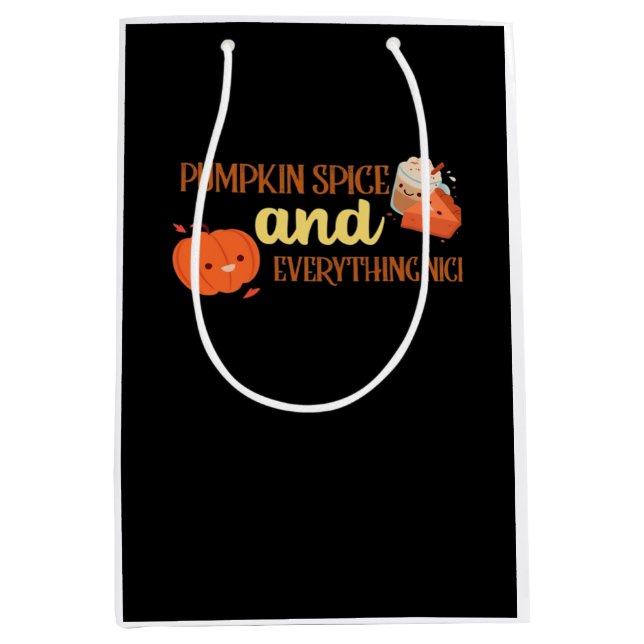 Pumpkin Spice And Everything Nice Design Autumn Medium Gift Bag (Front)