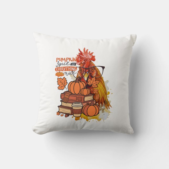 Pumpkin Spice and Everything Nice Fall Chicken Vib Cushion (Front)