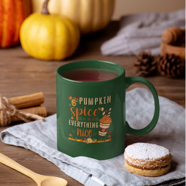 Pumpkin Spice and Everything Nice - Fall Design  Two-Tone Coffee Mug (Creator Uploaded)