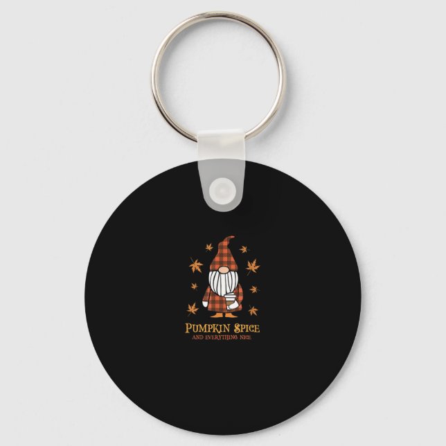 Pumpkin Spice And Everything Nice Fall Gnome Drink Key Ring (Front)