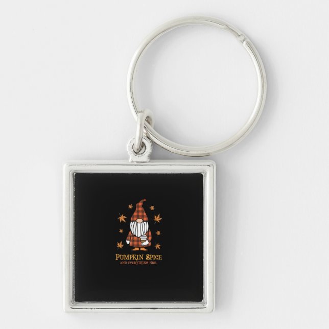 Pumpkin Spice And Everything Nice Fall Gnome Drink Key Ring (Front)